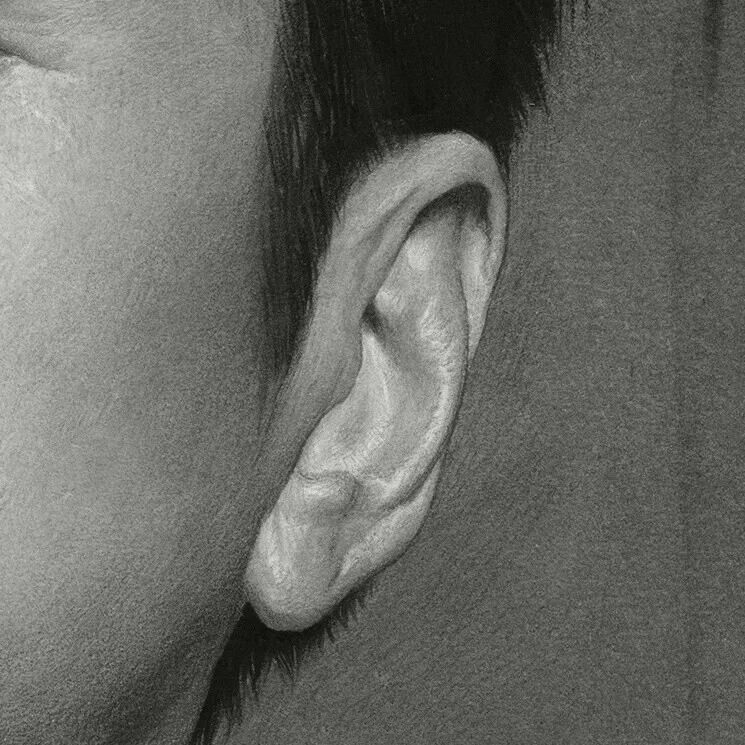 劉斌素描作品《老頑童——哈林》頭發(fā)