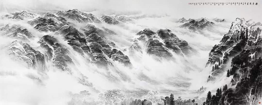 許欽松中國畫《舒卷萬里》240×600cm，2011年