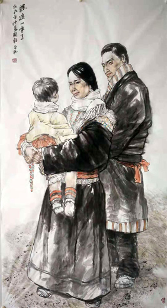 趙國毅人物畫作品展作品《瞧這一家子》