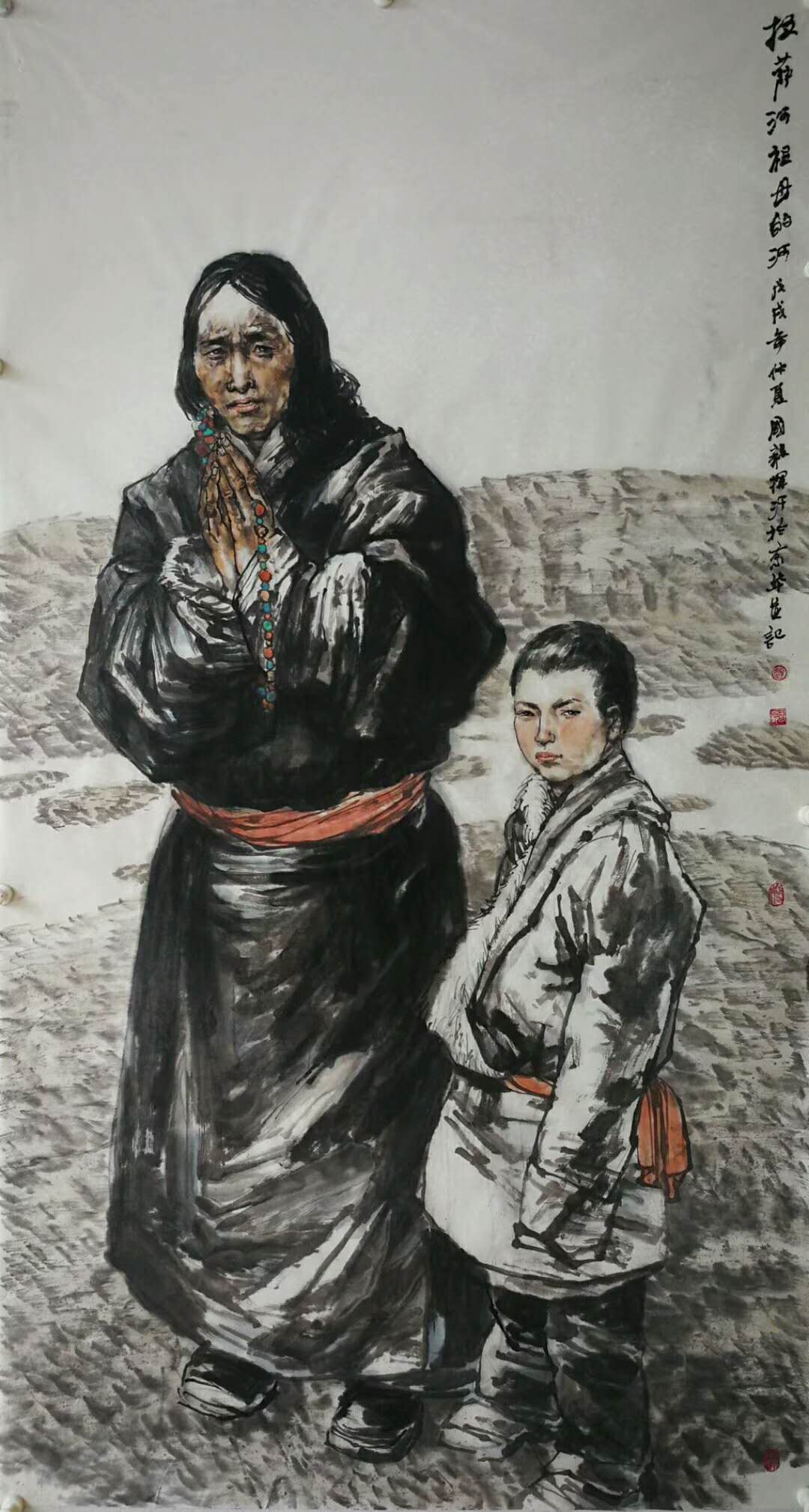趙國毅人物畫作品展作品《拉薩河祖母的河》