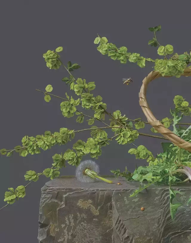劉向東景物寫生作品《采薇圖局部1》