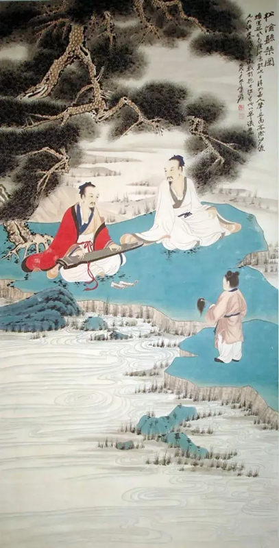 張大千作品 松蔭聽琴