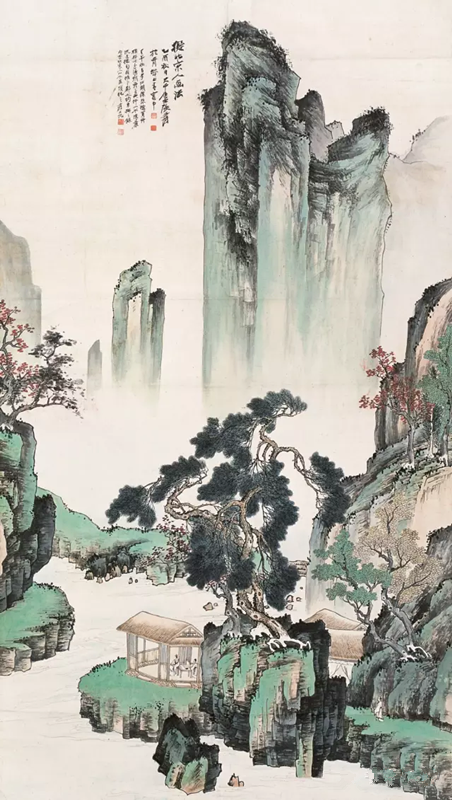 張大千作品 品茶對弈
