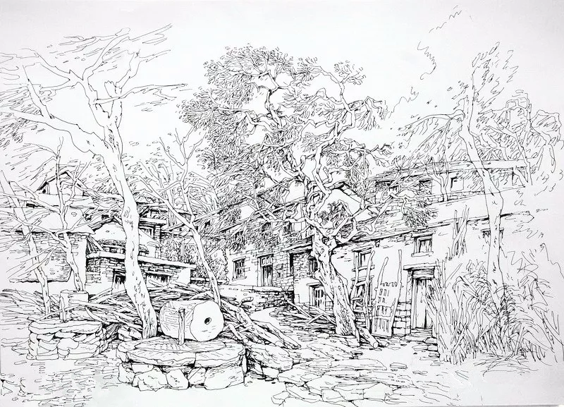 閻敏速寫(xiě)山水畫(huà)作品欣賞