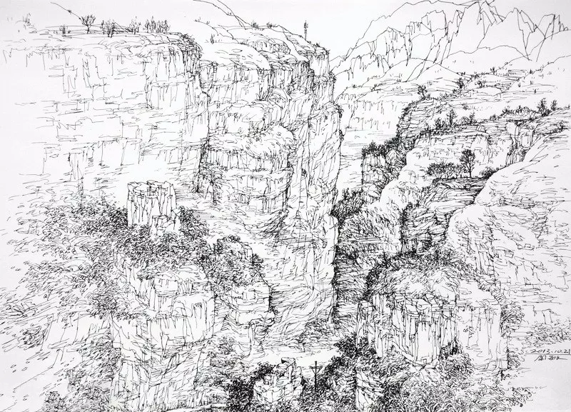 閻敏速寫(xiě)山水畫(huà)作品欣賞