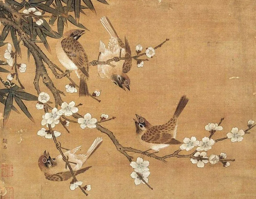  北宋 趙昌《麻雀桃花圖》