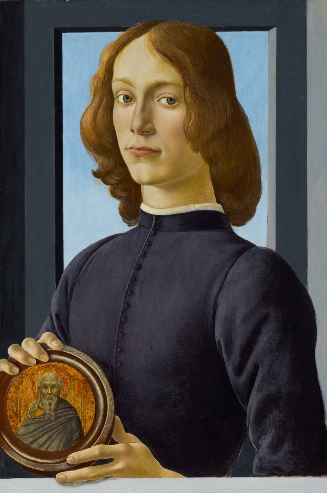 桑德羅·波提切利（Sandro Botticelli）油畫作品《手持圓形圣像的年輕男子（Portrait of a Young Man Holding a Roundel）》